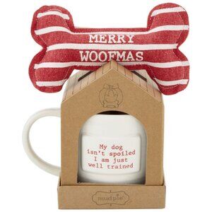 Mud Pie Stripe Santa's Favorite Dog Toy and Mug Set/NWT